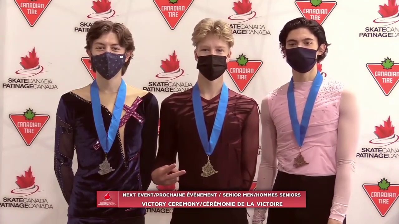 2021-2022 SC Challenge Senior Men Medal Ceremony (720p) - Stephen Gogolev, Aleksa Rakic, Corey Circelli