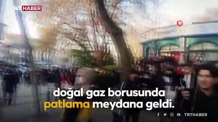 Ankara'da patlayan doğal gaz borusu alev aldı