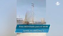 Sigue desmantelamiento del NAIM en Texcoco; captan derribo de una de sus estructuras