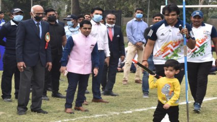 Gujarat: Neeraj Chopra interacts with students