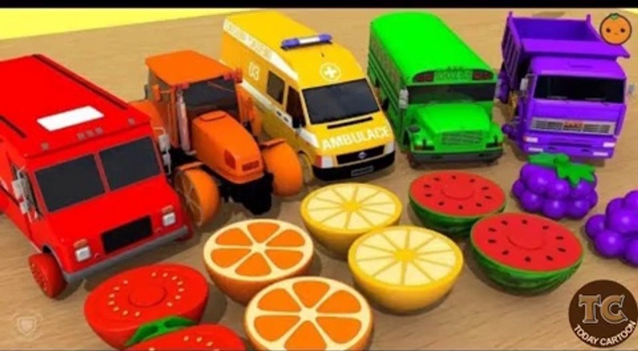 Tracteur Dessin Animé Pour Enfants Avec Voitures Colorées Et Drôle Comptines Bébé