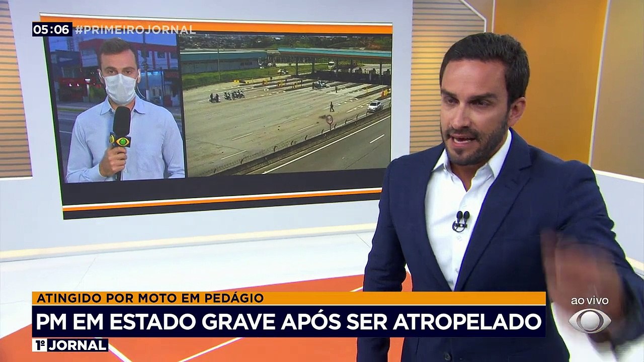 Um policial foi atropelado por um motociclista que não obedeceu a ordem de parada em um pedágio da Rodovia Ayrton Senna, na Grande São Paulo. O soldado foi encaminhado em estado grave para o hospital.