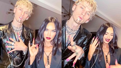 Machine Gun Kelly And Megan Fox Chained Together By Their Nails For The Launch Event