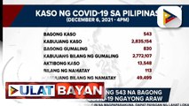 DOH, nakapagtala ng 543 na bagong mga kaso ng COVID-19 ngayong araw