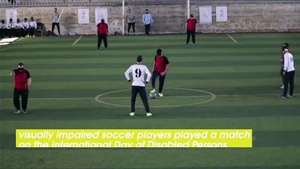 Visually Impaired Soccer Players Play a Match in Front of a Cheering Audience