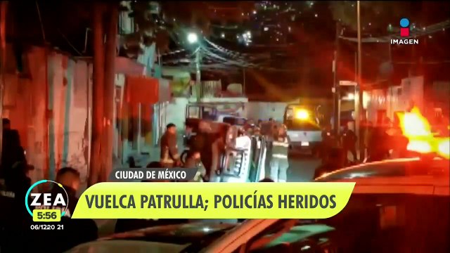 Patrulla vuelca y deja dos policías heridos en la GAM