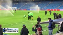 L'Inter si allena allo Stadio Bernabeu in vista del match di Champions League contro il Real Madrid