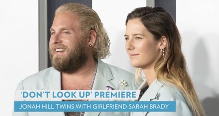 Jonah Hill and Girlfriend Sarah Brady Match in Light Blue Gucci Suits at Don't Look Up Premiere