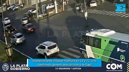 Impresionante choque múltiple en 19 y 72: una camioneta generó una colisión y se fugó