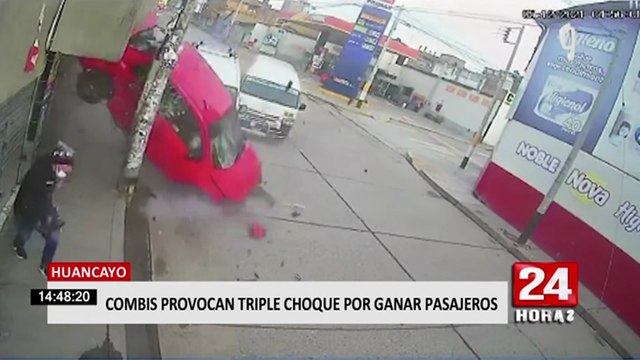 Huancayo: combis provocan triple choque por ganar pasajeros