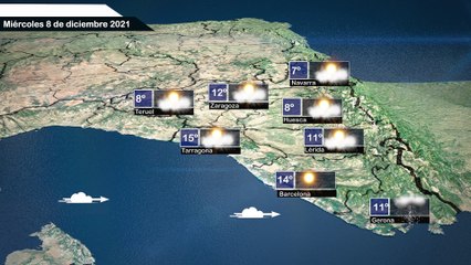 El tiempo del miércoles 8 de diciembre
