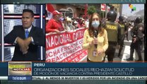 Perú: Organizaciones sociales se movilizan contra pedido de moción de vacancia presidencial