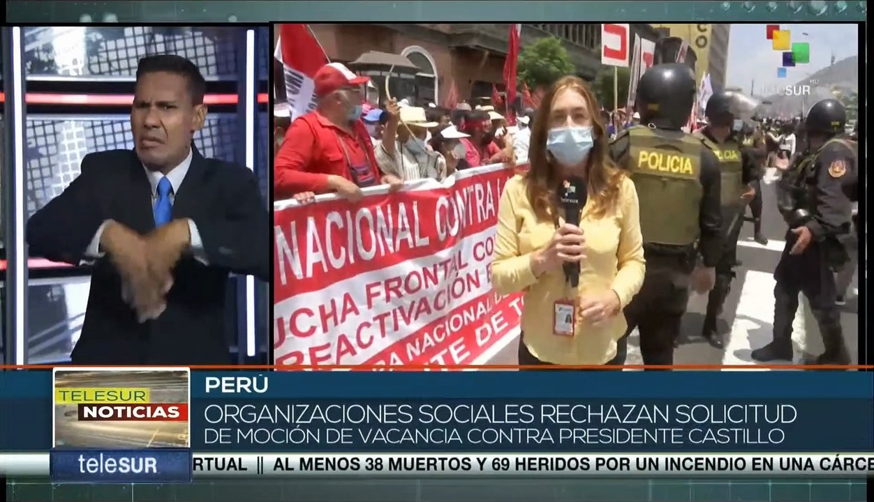Perú: Organizaciones sociales se movilizan contra pedido de moción de vacancia presidencial