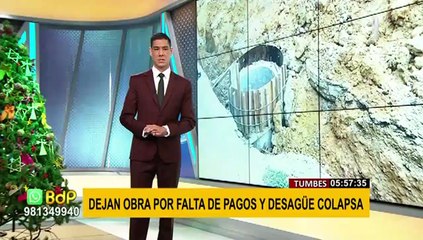 Tumbes: vecinos indignados tras colapso de desagüe por abandono de obras