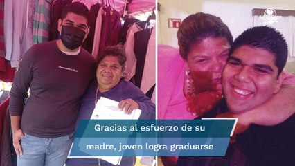 Joven se gradúa y da gracias en el puesto de la "pulga" de su mamá
