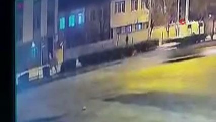 Yola çıkan başı boş ata otomobil böyle çarptı