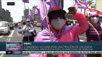 Peruanos se movilizan contra el Congreso y en defensa de la gestión del Presidente Castillo