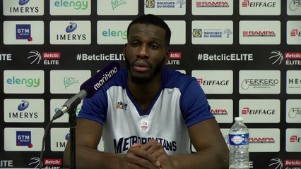 Au micro maritima: Lahaou Konaté après la victoire des Mets 92 à Fos