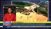 Fuertes lluvias inundan 130 localidades y generan el desalojo de 2 mil brasileños