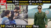 Kangana Announces Release Date Of Tejas, Sara Miss Sushant, Alia's Snack Time | Best Posts By Stars