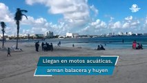 Llegan en motos acuáticas, disparan y huyen de unas de las playas más céntricas visitadas de Cancún