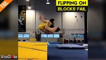 'Gymnast experiences tough luck while attempting a front tuck *ULTIMATE FLIP FAIL*'