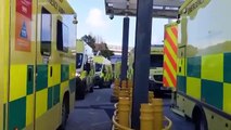 Ambulances queue outside Blackpool Victoria Hospital's A&E