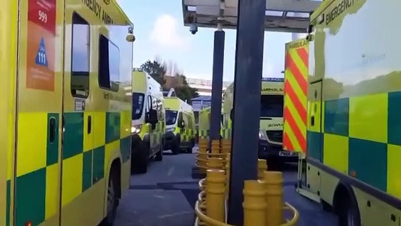 Ambulances queue outside Blackpool Victoria Hos...