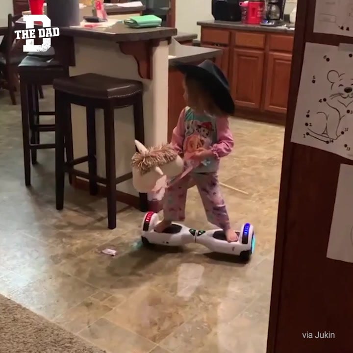 Girl Rides Hoverboard