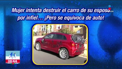 Mujer intenta destruir el carro de su esposo por infiel pero se equivoca de auto