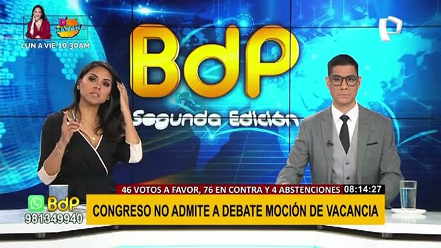 Congreso rechaza admitir moción de vacancia presidencial contra Pedro Castillo