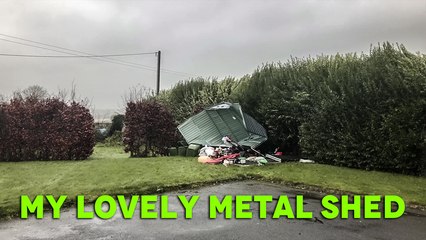 'Powerful winds brought by Storm Barra wreck metal shed '