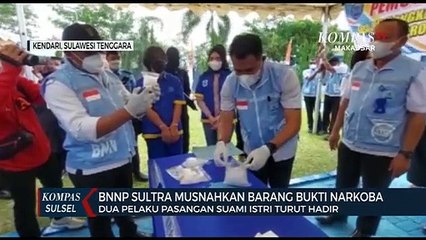 BNNP Sultra Musnahkan Ratusan Gram Sabu Dari Tersangka Pasutri