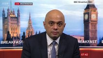 This is the moment when Health Secretary Sajid Javid is asked why he didn't do media interviews yesterday