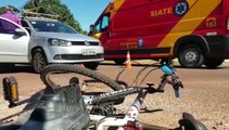 Ciclista de 46 anos fica ferido em acidente de trânsito no Bairro Santa Cruz, em Cascavel