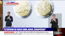 Clément Beaune présente la nouvelle pièce de 2 euros en vue de la présidence française du Conseil de l'UE