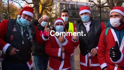 Download Video: Bikers dressed up as Santa Claus parade to raise donations for those in need