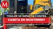 Tráiler choca contra caseta en autopista Monterrey-Saltillo
