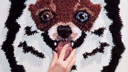 Artist uses a tufting gun to turn pet portraits into rugs