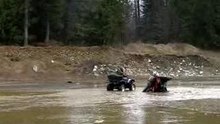 CHICKS CRASH  ATV AND GET WET