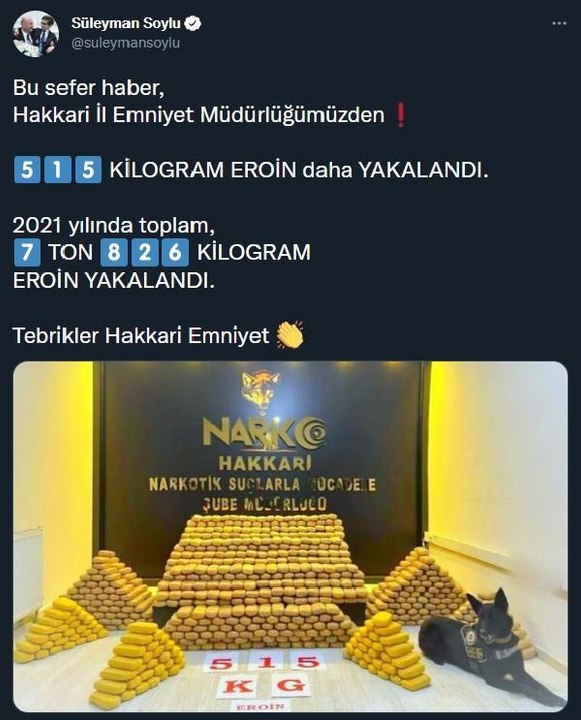 HAKKARİ'DE, ARAZİDE ÇUVALLAR İÇİNDE 515 KİLO EROİN ELE GEÇİRİLDİ