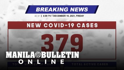 DOH reports 379 new cases, bringing the national total to 2,836,200, as of DECEMBER 10, 2021