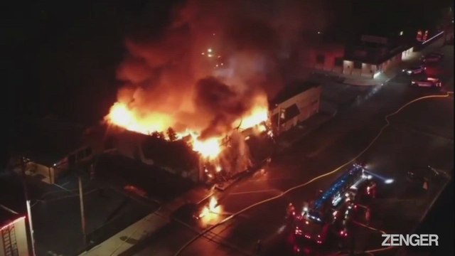 Fresno Fire Department Tackling Huge Blaze.mp4