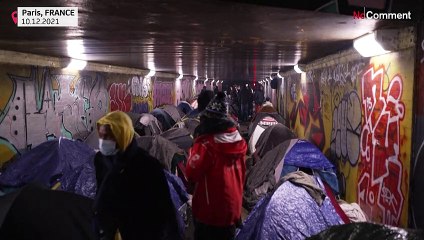 Dozens of migrants are evacuated from a camp under Paris ring road