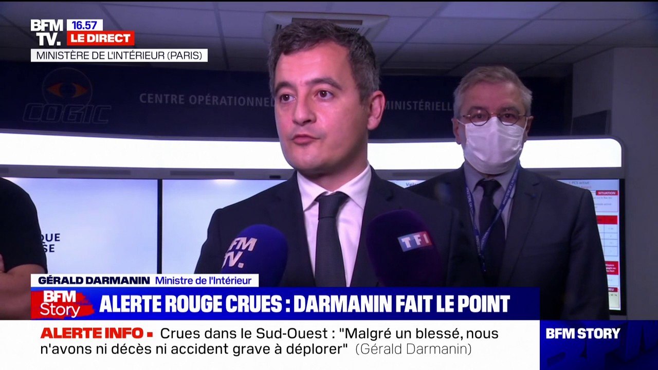 Gérald Darmanin sur la vigilance rouge: "Malgré un blessé, nous n'avons ni décès ni accident grave à déplorer pour l'instant"