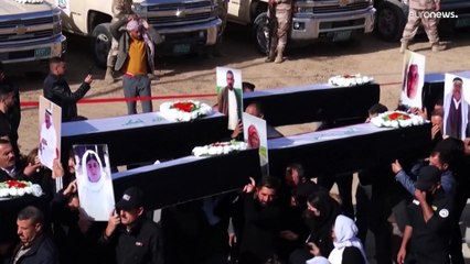 شاهد: تشييع مهيب لرفات 41 إيزيديا من ضحايا داعش في سنجار العراقية