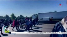 Migrantes provocan caos vial en la México-Puebla