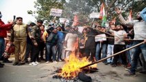Youth Congress protests against UP Minister Ajay Teni
