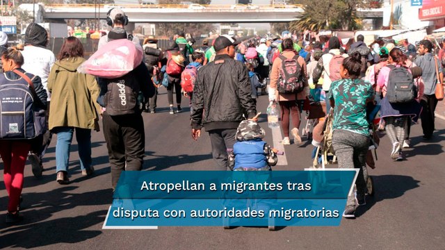 Camioneta del INM atropella a dos integrantes de la caravana migrante