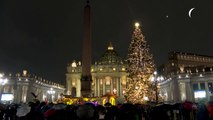 Árvore de Natal iluminada no Vaticano